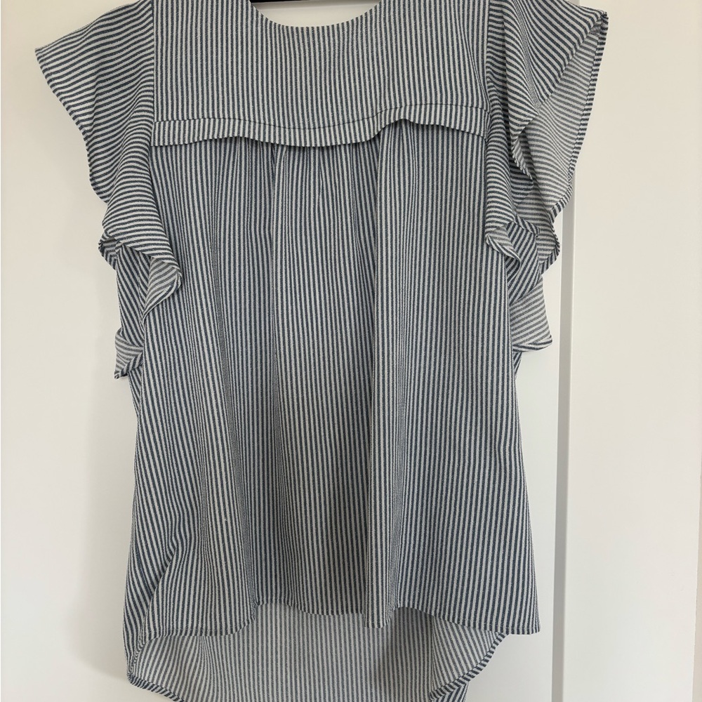 Elegant Striped Blouse with Ruffle Sleeves